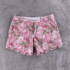 Lilly‎ Pulitzer  Buttercup Shorts Womens Size 000 Pink Green Scallop Print